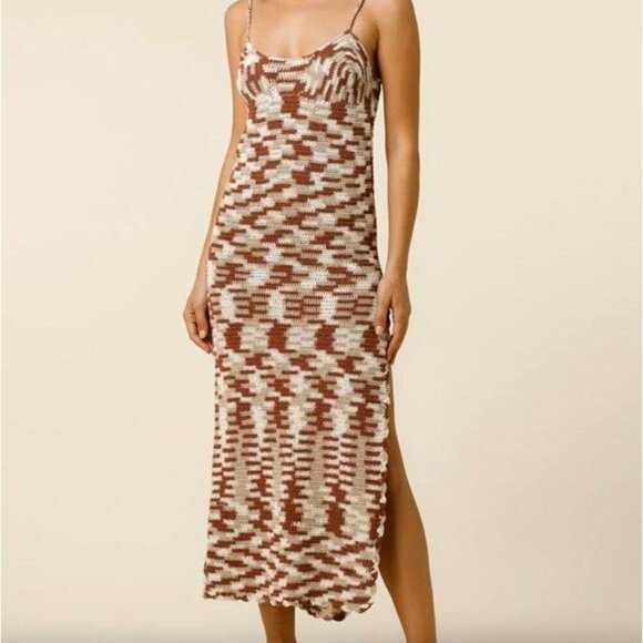 Lusana Keira Knitted Dress Crochet Mocha US Size 2 - Picture 1 of 12